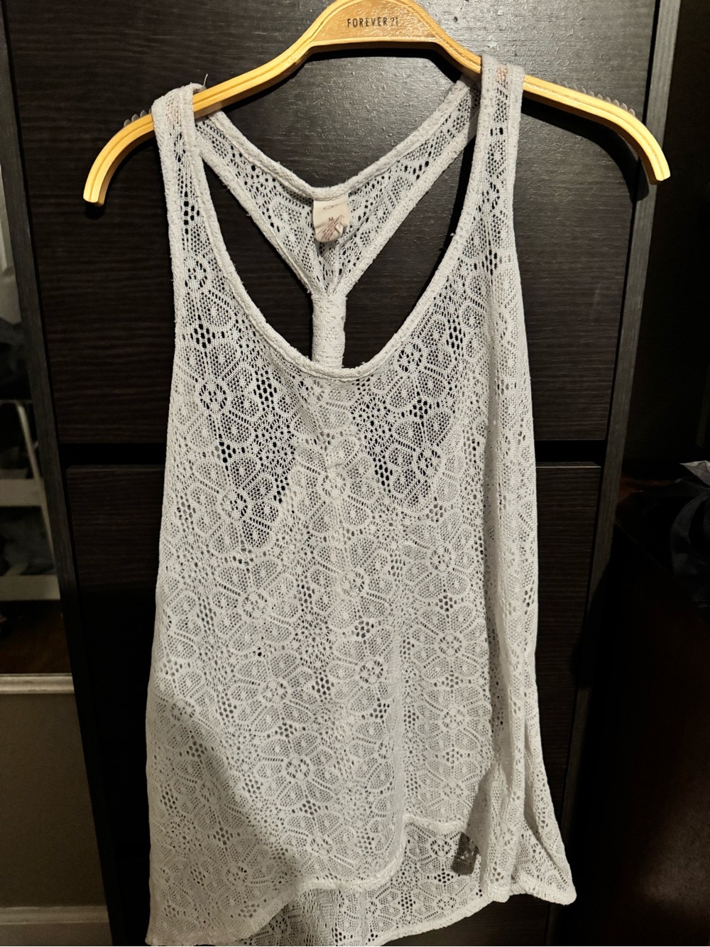 Crochet Lace Racerback Tank Top - White